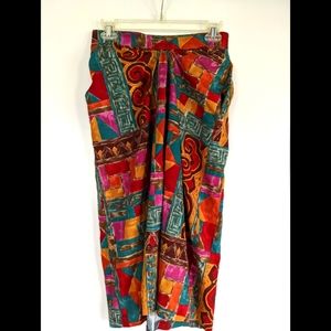 Vintage 90s Mid Length Graphic Pattern Skirt